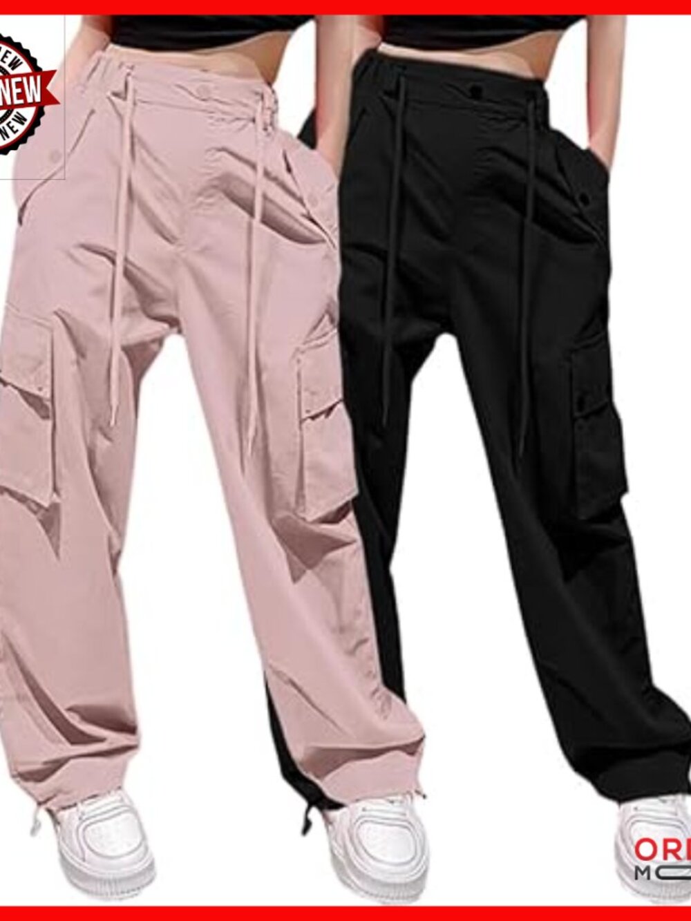 Parachute Cargo Pants 2-Pack, Waterproof Ripstop Nylon, Oversized Fit